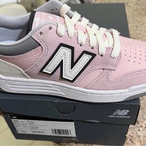 New Balance Women's Pink and White Sneakers